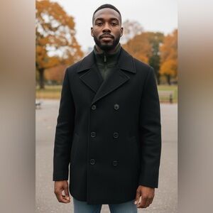 Kenneth Cole Reaction Men's Classic Black Pea Coat